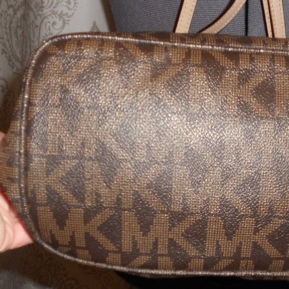 Michael Kors Bags Michael Kors Signature Brown Tote Satchel Handbag Worn Straps Poshmark